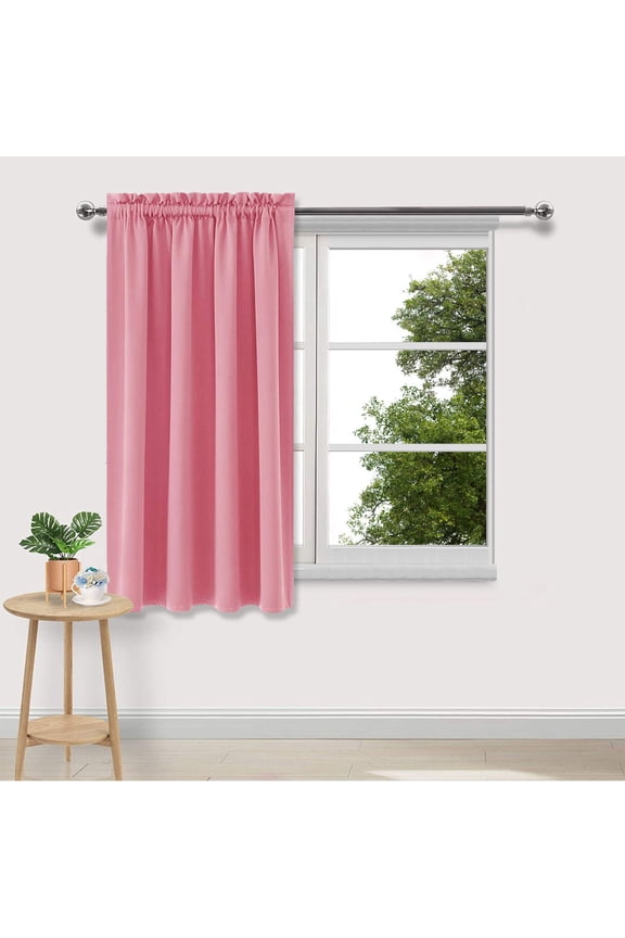 Thermal Insulated Blackout Curtains for Bedroom Living Room Solid Light Blocking Drapes Kitchen Curtains, 2 Panels, 45" Long x 38" Wide Pink