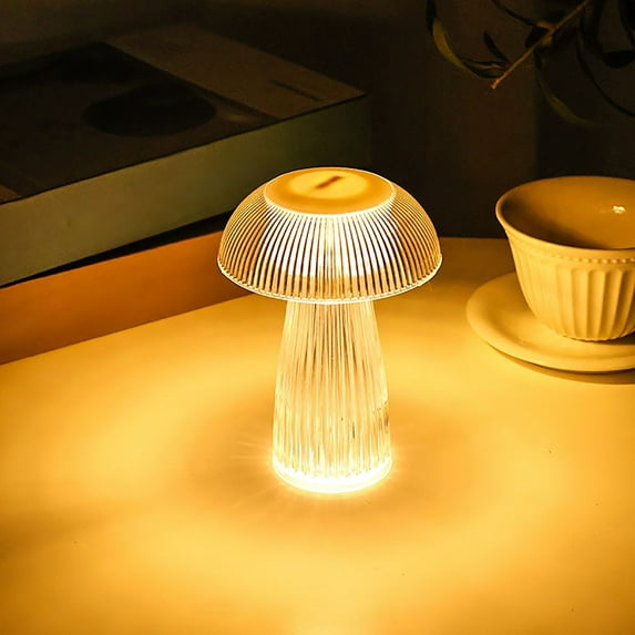 Djunllk Transparent Pillar Flameless Candles Exquisite LED Battery Operated Candles, Lightweight & Portable Fake Candle Thanksgiving Christmas Decorative Mushroom Shaped Night Lights