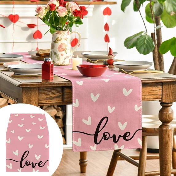 kladzum Valentine's Day Table Runner, Colorful Love Table Flag Valentine's Day Restaurant Living Room Tabletop Decoration Wedding Anniversary Valentines Day Decorations