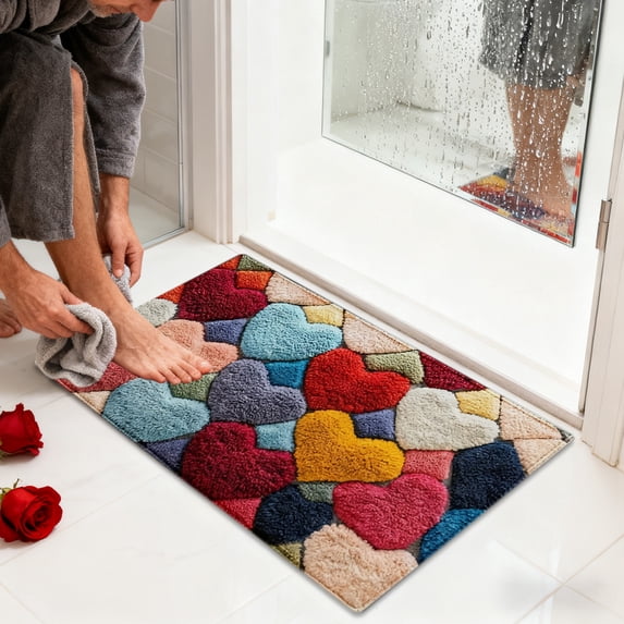 Djunllk Valentines Day Door Mat - Non Slip Stain Resistant Stylish Floor Mat Room Decoration Carpet for Door Entryway, 15 x 23 inch