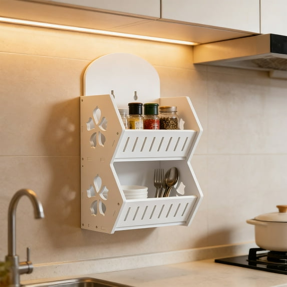 Djunllk Wall Storage - Adhesive Caddy Multi Functional Wall Mounted Organizer for Office Kitchen Bathroom, Home Organization