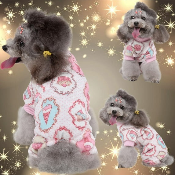 kladzum Warm Dog Winter Clothes, New Style Pet Printing Pattern Warm Fall Fall and Winter Clothes Four-Legged Sweater Dog Winter Coat