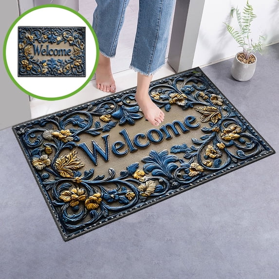 Djunllk Welcome Mat - Non Slip & Stain Resistant Floor Mat Stylish Doormat for Front Door Room Entryway, 23 x 35 inch