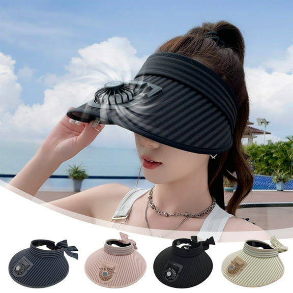 Djunllk Womens Sun Hat for Women Men, Sun Hat with 1 Fan Rechargeable Mini Portable Fan Wide Brim Summer Hat, Powerful Fans Beach Hat