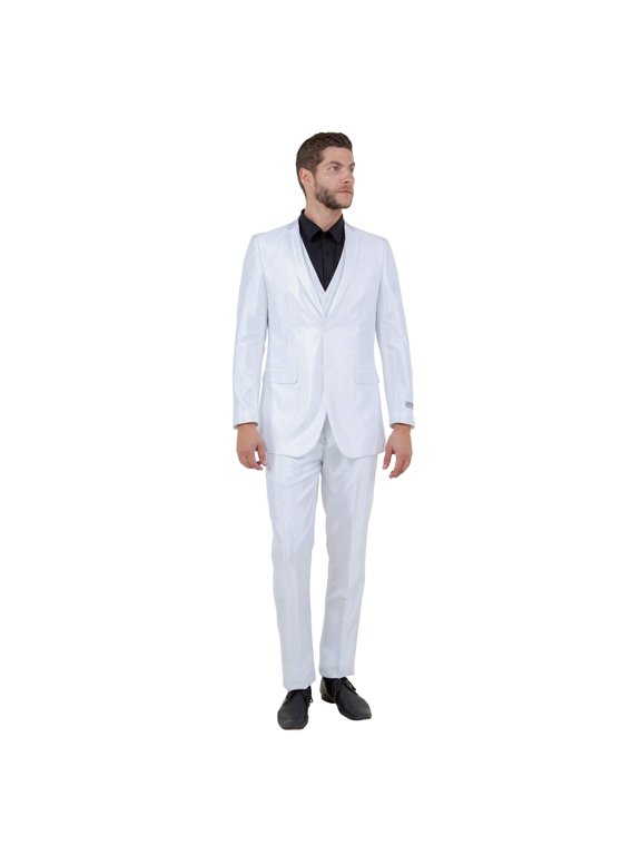 Dk. Taupe Men's Sharskin Slim-Fit 3-Piece Suit