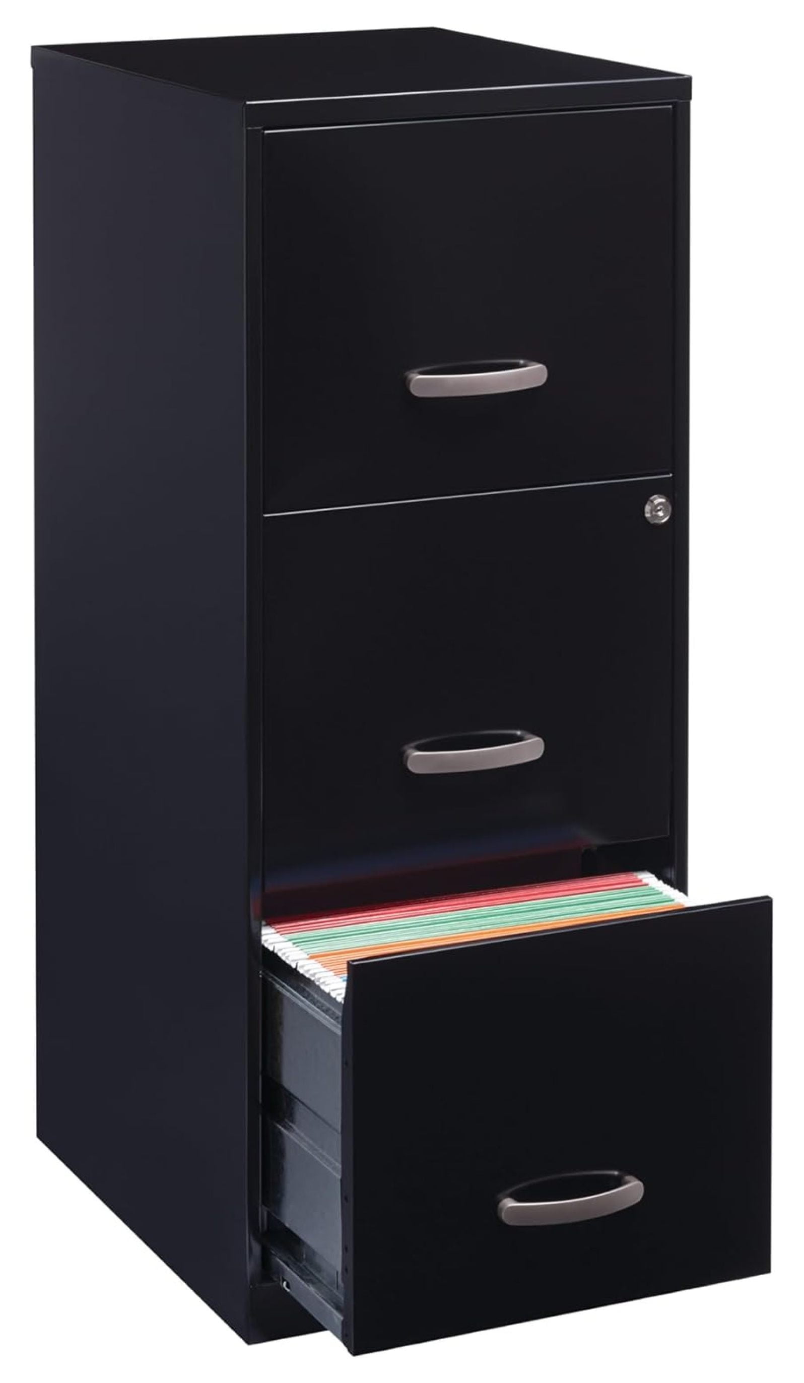 Black Vertical 3-Drawer Lockable Steel File Cabinet