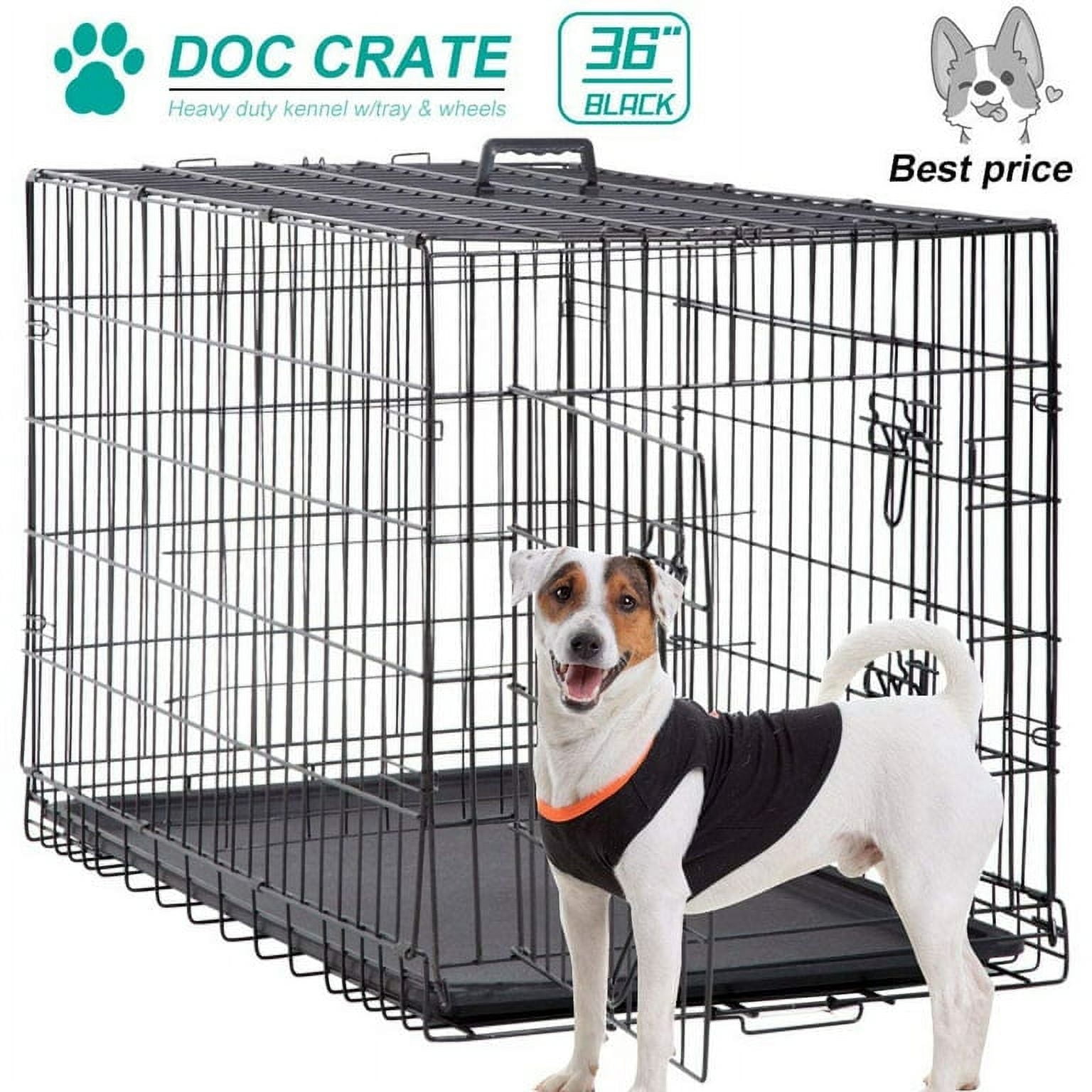 Medium Black Metal Wire Dog Crate with Divider