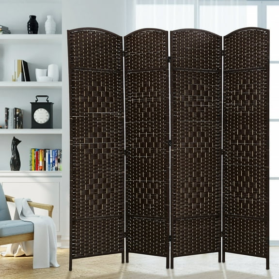 Dkeli 4 Panel Folding Privacy Screen 6 ft Living Room Divider Portable Room Divider, Brown