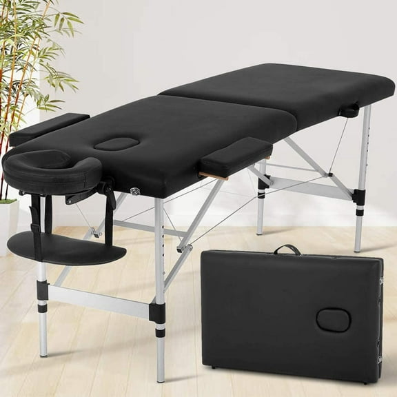 Dkeli 73 inch Massage Table Adjustable Massage Bed  2 Folding PU Leather Spa Bed W/Face Cradle Carry Case, Aluminium Frame, 450 lbs Weight Capacity