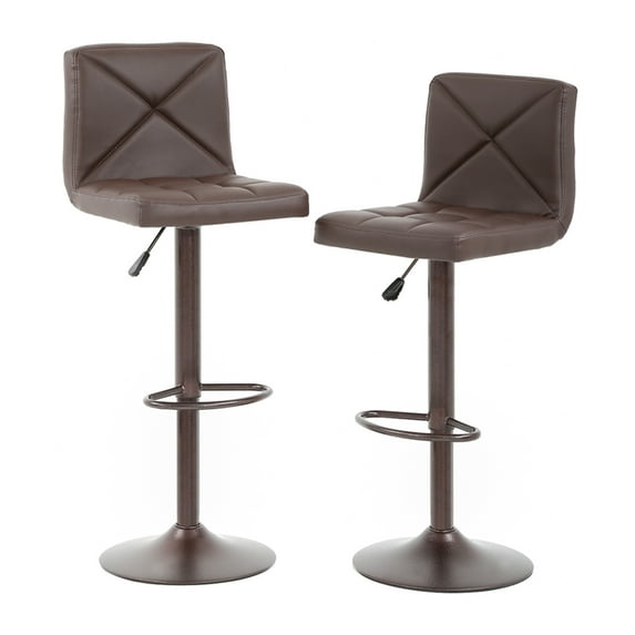 Dkeli Counter Height Barstools Set of 2 Bar Stools Modern Swivel Stools Adjustable Bar Chairs with Footrest, Brown