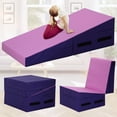 thumbnail image 1 of Dkeli Folding Incline Mat Gymnastics Mat for Kids Adults, 48 x 24" Incline Tumbling Mats w/Non-Slip Surface& Handles,Indoor/Outdoor Folding Cheese Wedge Mat for Home, Pink, 1 of 8