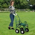 thumbnail image 1 of Dkeli Hose Reel Cart Heavy Duty Garden Hose Reel Cart 300ft Water Hose Holder, 5/8 inch Hose with Basket, Green, 1 of 7