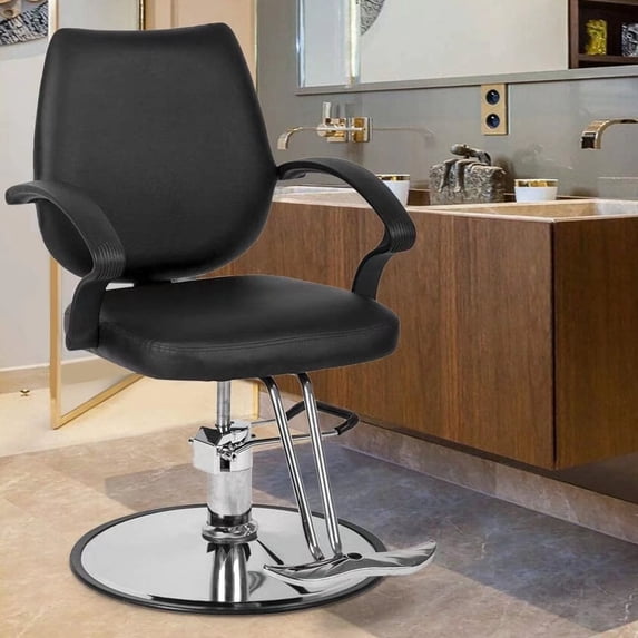 Dkeli Hydraulic Barber Chair Adjustable Salon Chair for Hair Stylist 360° Rolling Swivel with Footrest, Black