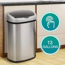 Mainstays 13.2 Gal /50 L Motion Sensor Kitchen Garbage Can, Silver