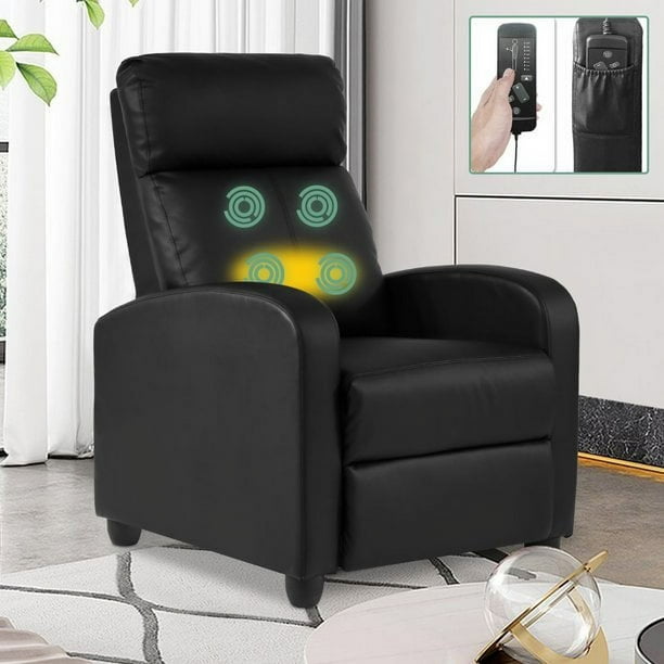 Dkeli Lazy Boy Sofa Recliner Massage Recliner Chair for Living Room Single Sofa with PU Leather Padded Seat Modern Black Walmart Business Supplies