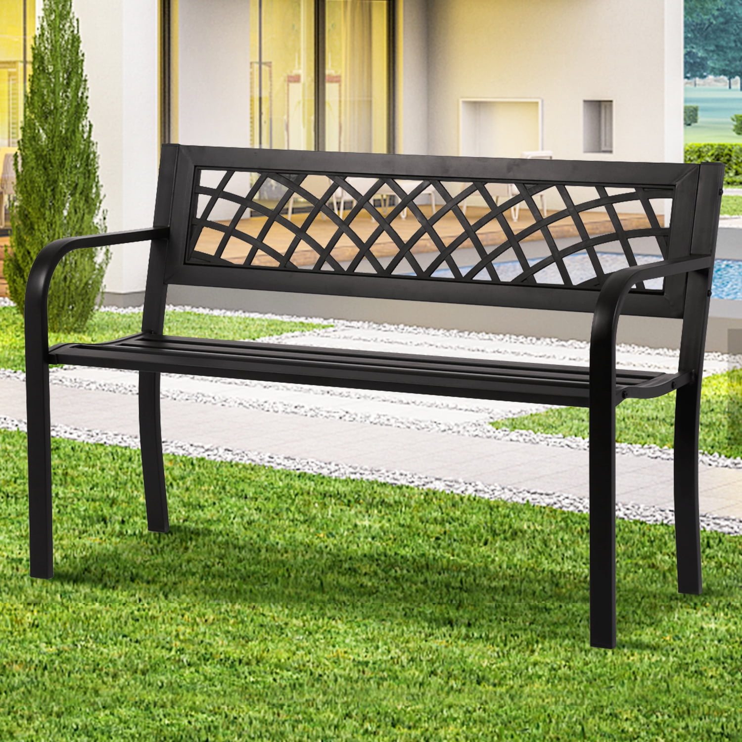Outdoor Cast Iron Bench for Garden and Patio Black Kuwait Ubuy