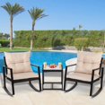 thumbnail image 1 of Dkeli 3-Pieces Steel Modern Design Outdoor Conversation Sets with Coffee Table and Cushions, Black, 1 of 7