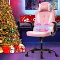 thumbnail image 1 of Dkeli Pink Massage Gaming Chair Ergonomic Office Chair W/Lumbar Support, Adjustable Racing High Back Computer Desk Chair Comfortable Seat for Women, 1 of 7