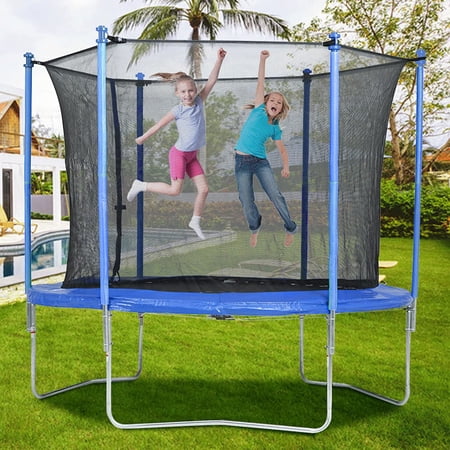 Dkelincs 10 FT Trampoline with Safety Enclosure Outdoor Trampoline for Children & Kids with Net Spring Pad