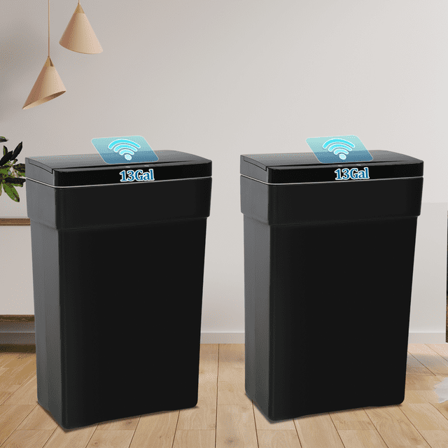 Dkelincs 13 Gallon Kitchen Trash can with Lid, Plastic PP Automatic ...