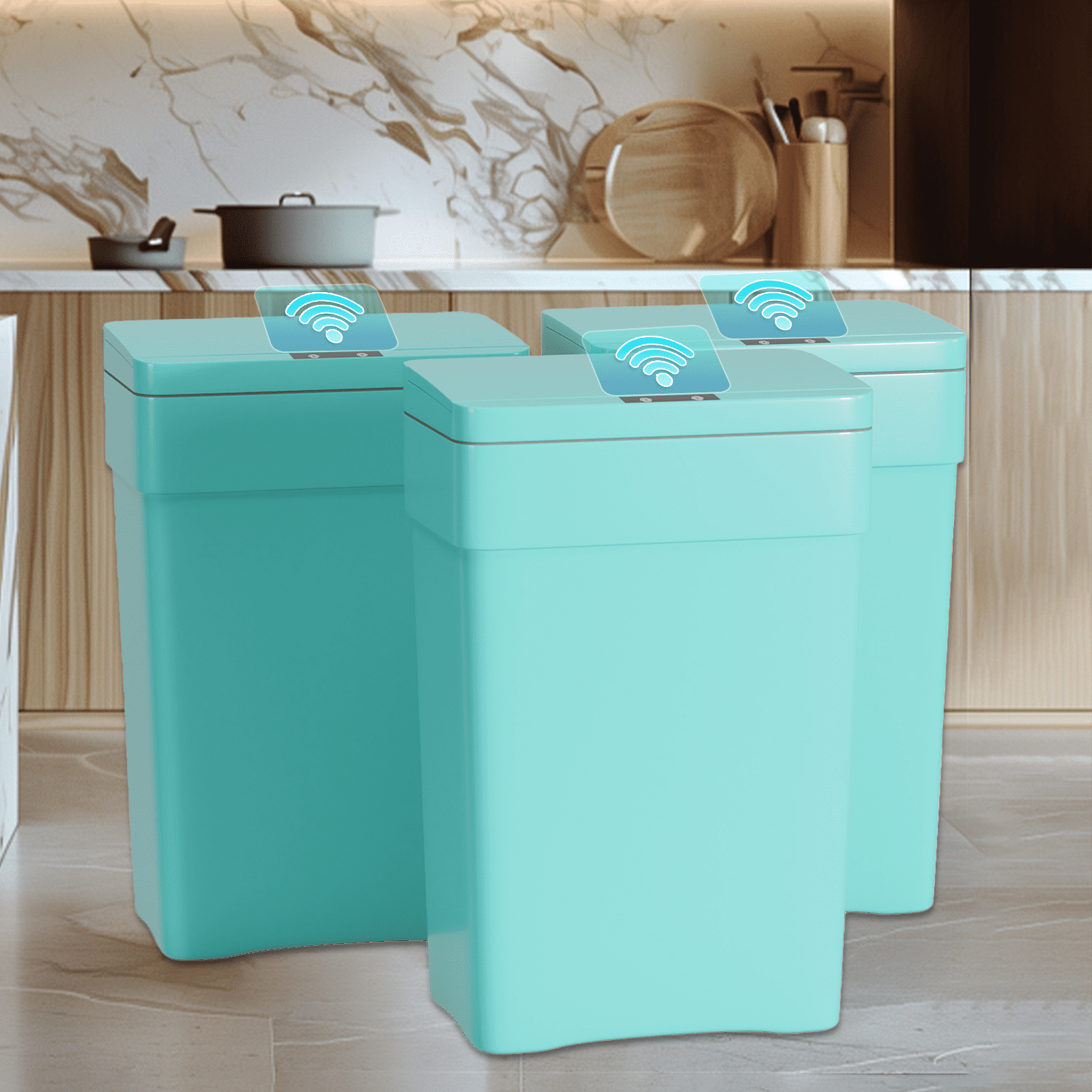 Dkelincs 13 Gallon Kitchen Trash can with Lid, Plastic PP Automatic ...