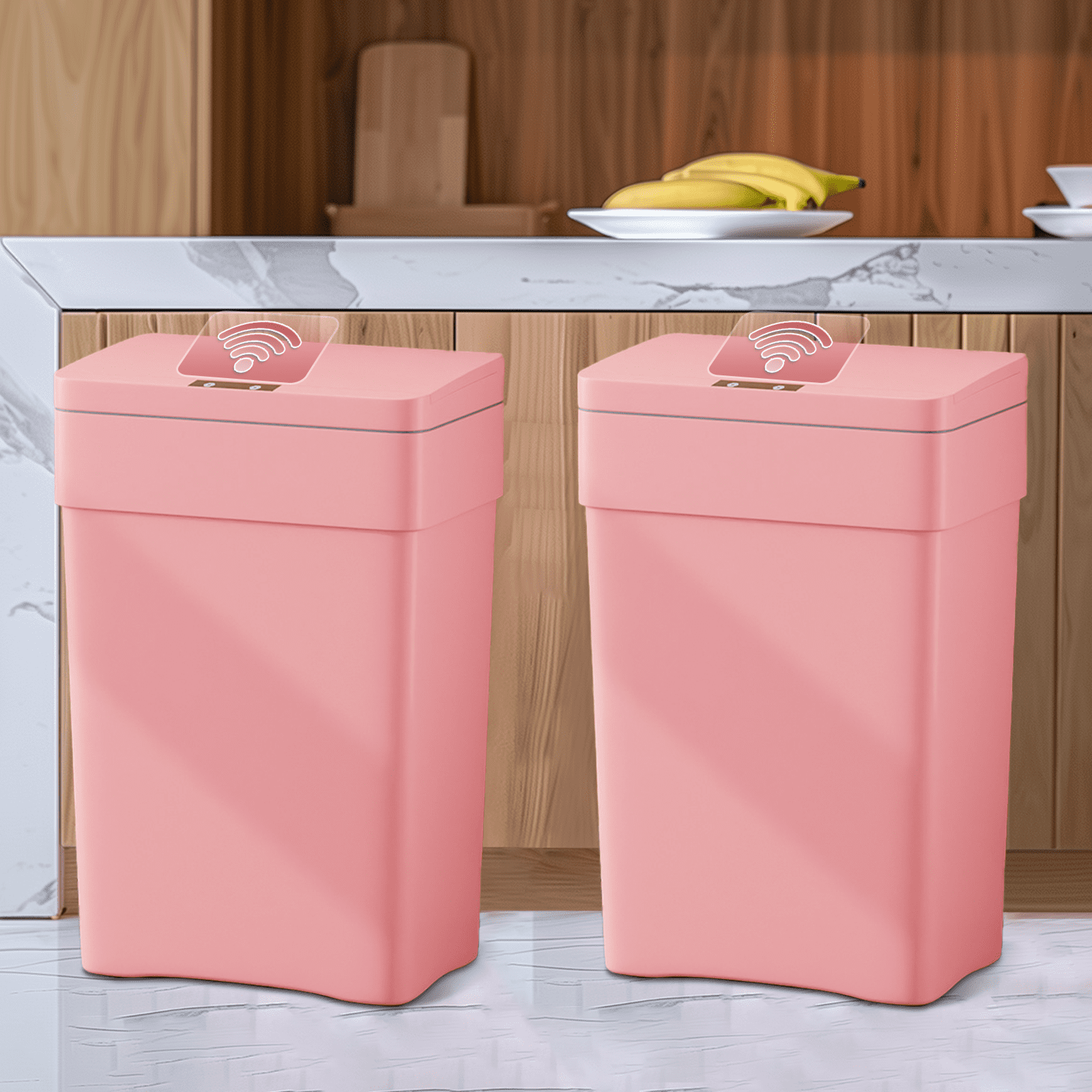 Dkelincs 13 Gallon Kitchen Trash can with Lid, Plastic PP Automatic ...