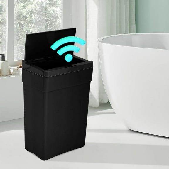 Dkelincs 13 Gallon Plastic Kitchen Trah Can with Lid Automatic Touch Free Garbage Can for Home Office, Black