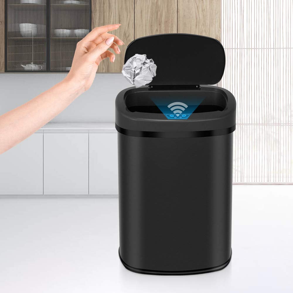 Dkelincs 13 Gallon Touch-Free Automatic Stainless Steel Garbage Can ...