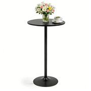 Dkelincs 23.6" Modern Round Bar Table Bistro Pub Table Kitchen Dining Table with Metal Frame, Black