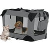 Dkelincs  Collapsible Dog Crate Small Foldable Kennel Travel Cat Dog Carrier with Mesh Windows, Grey