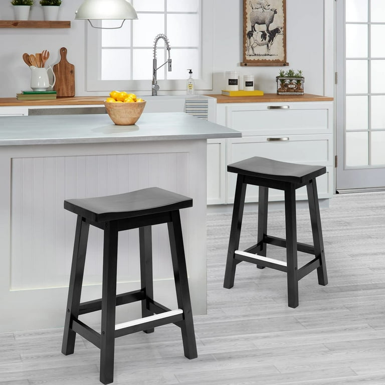 Dkelincs 24 inch Heavy Duty Saddle Bar Stools Wood Counter Stools