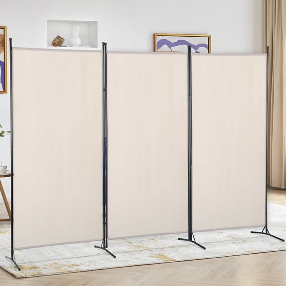 Dkelincs 3 Panel Room Divider Folding Privacy Screen Portable Freestanding Partition Room for Home & Office, Beige