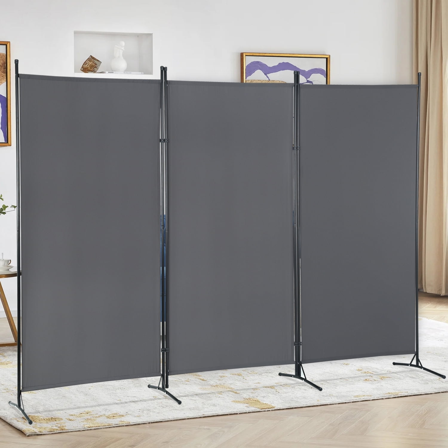 Dkelincs 3 Panels Room Divider Folding Room Partition Privacy Screen Portable Freestanding Room for Home Office, Gray