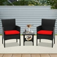 thumbnail image 1 of Dkelincs 3-Piece Outdoor Bistro Set Patio Furniture Set Rattan Conversation Set with Coffee Table, Red, 1 of 8