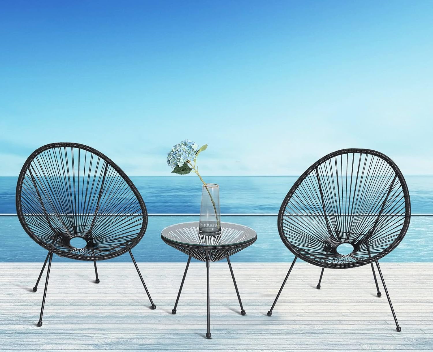Dkelincs 3 Piece Patio Furniture Set All-Weather Outdoor Conversation ...