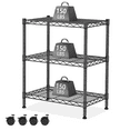 thumbnail image 1 of Dkelincs 3 Tier Adjustable Storage Metal Shelves with Casters and Leveling Feet, NSF Wire Shelving Unit for Kitchen,Black, 1 of 8