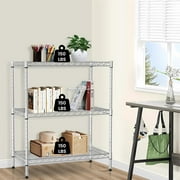 Dkelincs 3 Tier Shelf Storage Rack Steel Wire Shelving for Storage, Adjustable Utility Metal Shelves 450 lbs for Kitchen Garage Pantry Closet, Silver