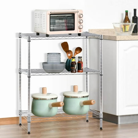 Dkelincs 3-Tier Storage Shelves 450lbs Capacity Metal Kitchen Rack Chrome