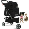 thumbnail image 1 of Dkelincs 3 Wheels Dog Cat Stroller Foldable Pet Stroller Travel Carrier with Cup Holder and Removable Liner, Black, 1 of 6