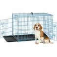 thumbnail image 1 of Dkelincs 30 inch Dog Crate for Medium Dogs Portable Foldable Dog Kennel Cage with 2 Doors, Handle, Removable Tray and Divider, Blue, 1 of 7