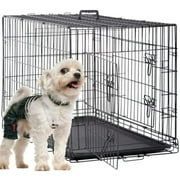 Dkelincs 30 inch Dog Crates for Indoor Dogs Folding Dog Cages Dog Kennels Pet Animal Segregation Cage Crate with Double-Door,Tray,Handle for Dog Training