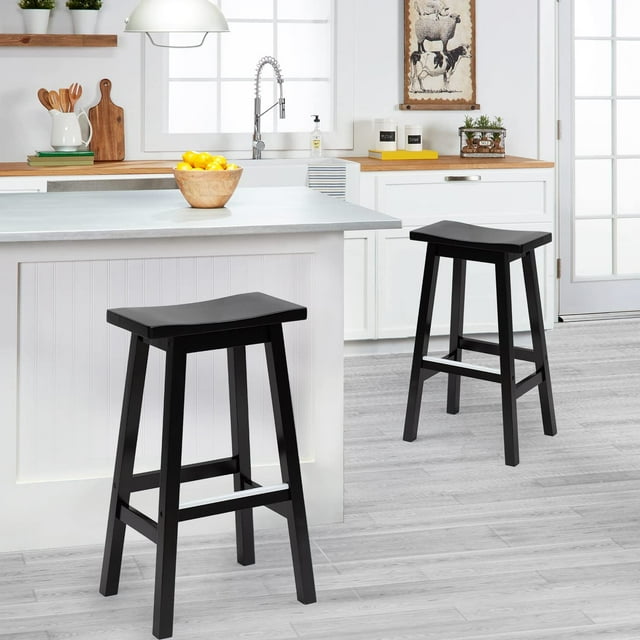 Dkelincs 30 inch Heavy Duty Saddle back Solid Wood Counter Stools Set