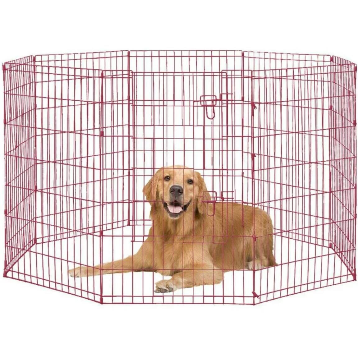 Dkelincs 36" Dog Fence for the House and Outdoor Puppy Playpen for Small Dogs, Portable Foldable Dog Playpen Metal Wire Pet Exercise Pen Enclosure, Pink