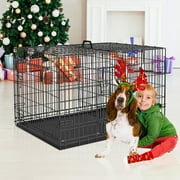 Dkelincs 36 inch Dog Crate for Medium Dogs Portable Foldable Dog Kennel Cage with 2 Doors, Handle, Removable Tray and Divider, Black