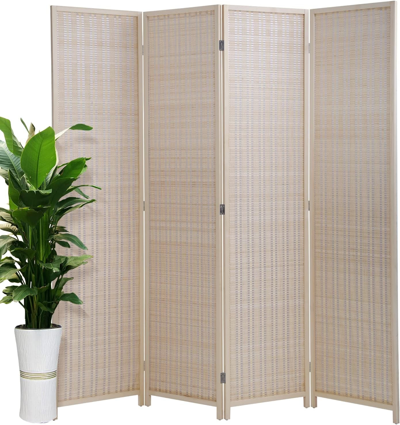 Dkelincs 4 Panel Bamboo Room Divider Folding Privacy Screen 72 inch