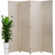Dkelincs 4 Panel Bamboo Room Divider Folding Privacy Screen 72 inch Portable Room Partition Freestanding Dividers, Natural