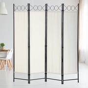 Dkelincs 4 Panel Room Divider 6.8FT Folding Privacy Screen Portable Steel Frame Partition Wall Divider, Beige