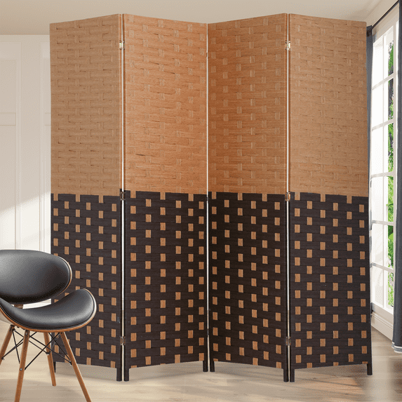 Dkelincs 4 Panel Room Dividers and Folding Privacy Screen Wooden Partition Wall Divider Portable Freestanding Privacy Wall, CM