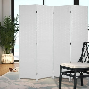 Dkelincs 4 Panel Room Dividers and Folding Privacy Screen Wooden Partition Wall Divider Portable Freestanding Privacy Wall, White