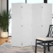 Dkelincs 4 Panel Room Dividers and Folding Privacy Screen Wooden Partition Wall Divider Portable Freestanding Privacy Wall, White